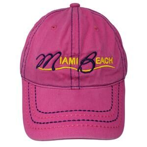 Miami Beach Slideback Baseball Cap Pink One Size Adjustable Embroidered Jhats